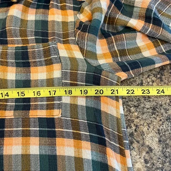 Pilcro Anthropologie Plaid Button Front Blouse Small Green Orange Boho Cowgirl - Picture 8 of 9